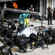 Lewis Hamilton in the pits at Brazilian GP