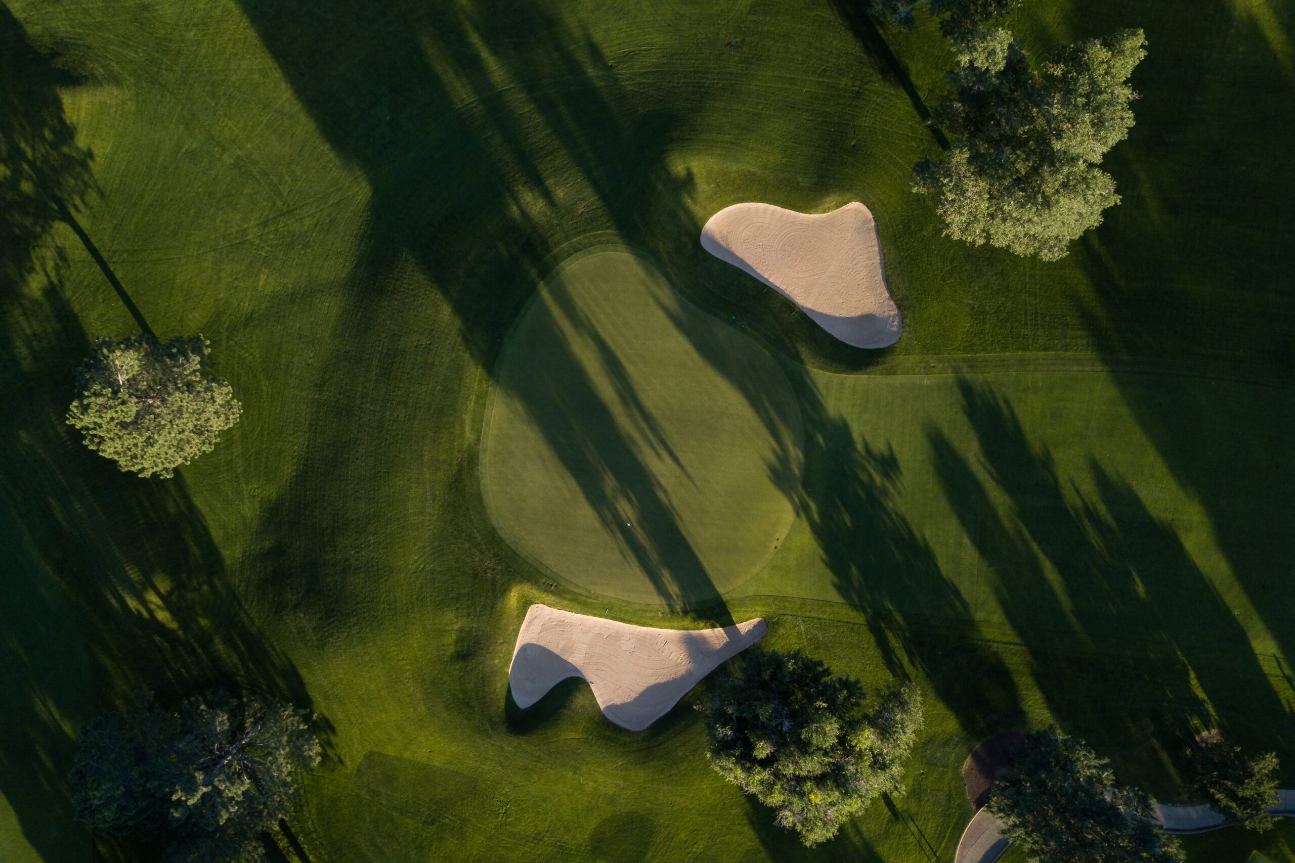 birds eye view over a golf course