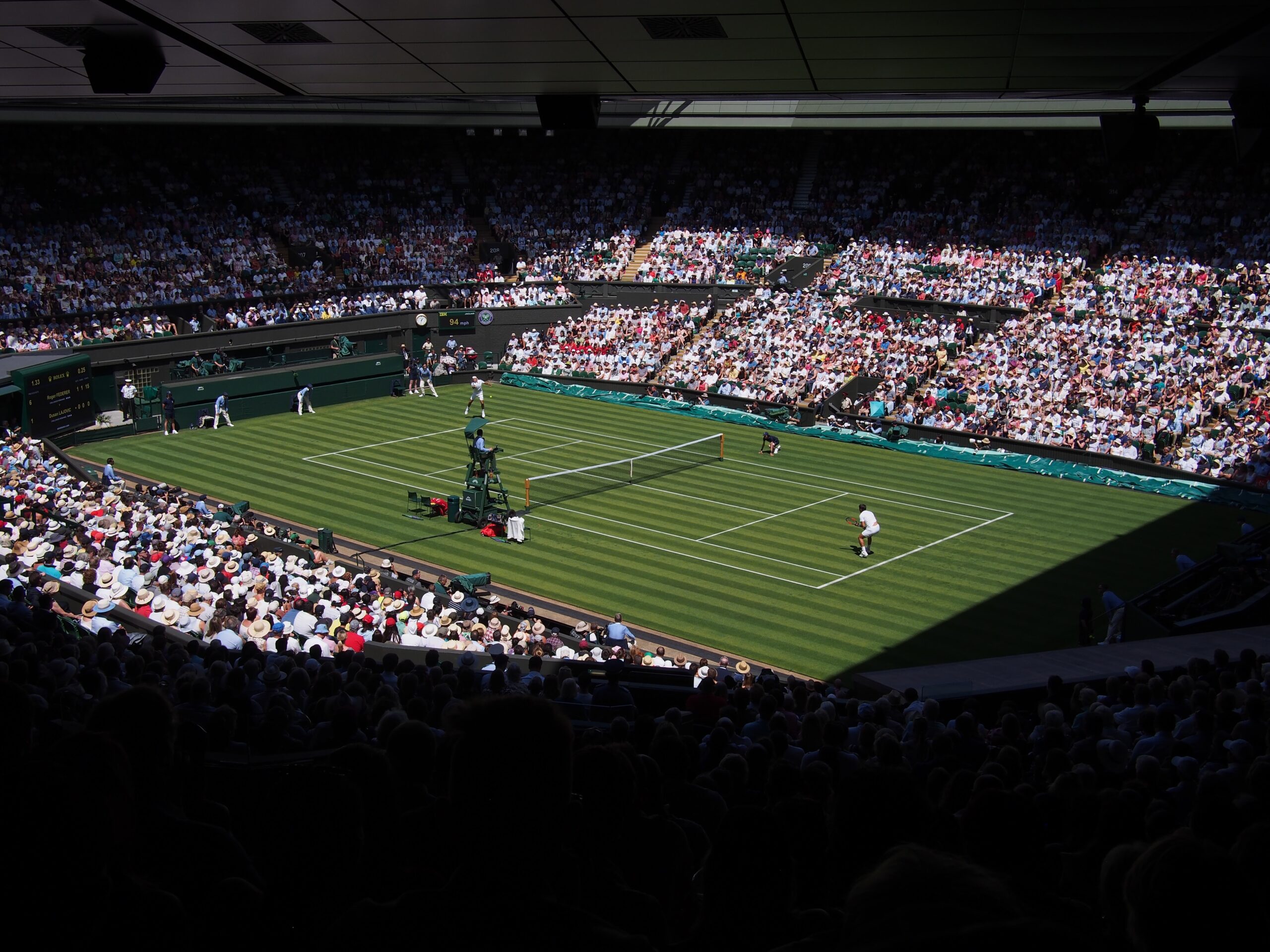 Two tennis players on centre court at Wimbledon